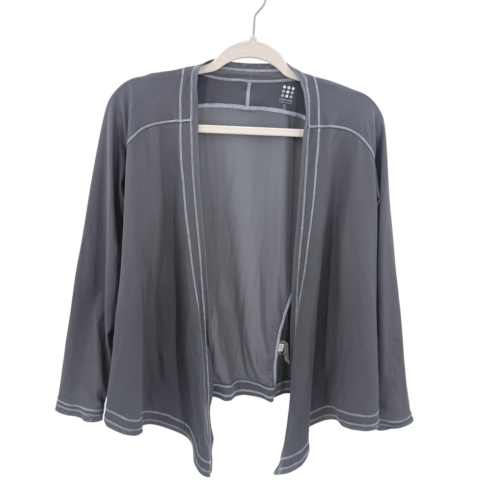 Title Nine Diamalete Cardigan Mens Small Gray‎ Mesh Back Open Front Sporty Layer